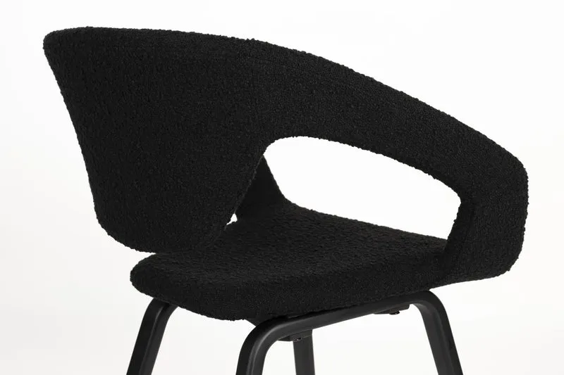 Stuhl Esszimmerstuhl FLEXBACK Bouclé Schwarz von Zuiver