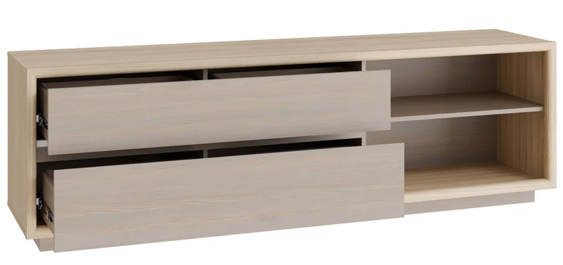 TV Kommode FICAR Lowboard 2 Schubladen Riva Eiche / Imbiah Pine, Forte