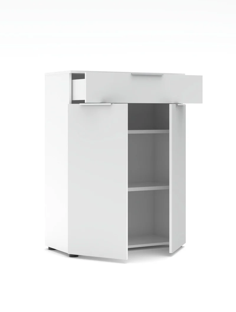 Büroschrank SANTORIN Weiß & weißes Glas – 80x110 cm