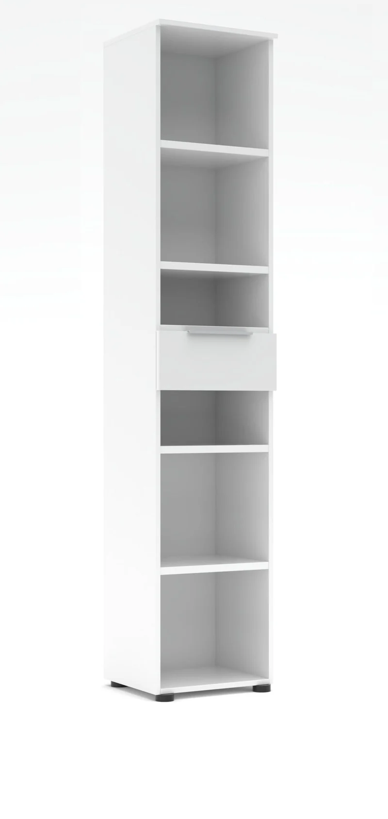 Büroregal SANTORIN Weiß & weißes Glas – schmal 40x198 cm