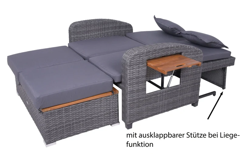 Multifunktions-Sofa BARI Gartensofa mit Liegefunktion und Klapptisch