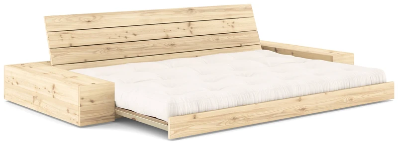 Schlafsofa Ausziehsofa BASE mit Seitenkästen Kiefer massiv lackiert, Karup