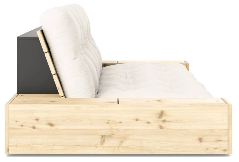 Schlafsofa Ausziehsofa BASE mit Seitenkästen Kiefer massiv lackiert, Karup