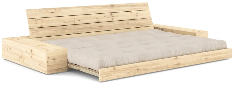 Schlafsofa Ausziehsofa BASE mit Seitenkästen Kiefer massiv lackiert, Karup