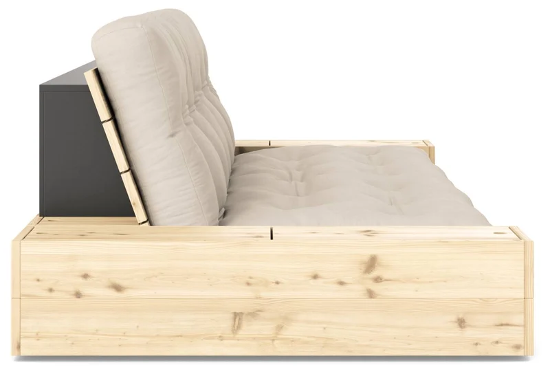 Schlafsofa Ausziehsofa BASE mit Seitenkästen Kiefer massiv lackiert, Karup