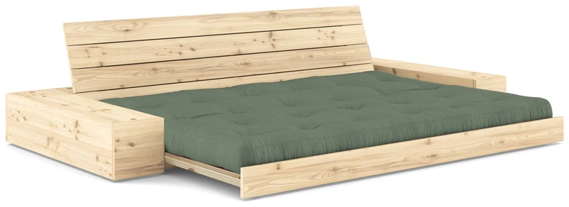 Schlafsofa Ausziehsofa BASE mit Seitenkästen Kiefer massiv lackiert, Karup