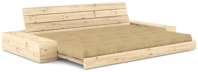 Schlafsofa Ausziehsofa BASE mit Seitenkästen Kiefer massiv lackiert, Karup