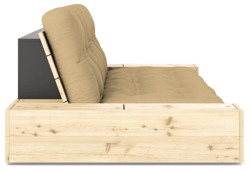 Schlafsofa Ausziehsofa BASE mit Seitenkästen Kiefer massiv lackiert, Karup