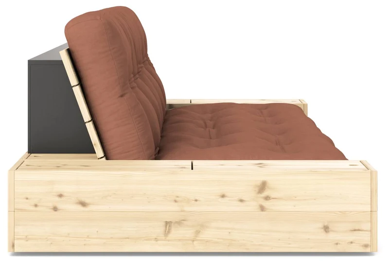 Schlafsofa Ausziehsofa BASE mit Seitenkästen Kiefer massiv lackiert, Karup