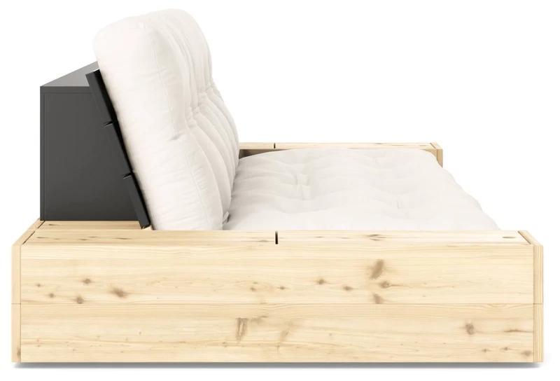Schlafsofa Ausziehsofa BASE mit Seitenkästen Kiefer massiv lackiert, Karup