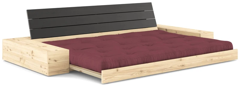 Schlafsofa Ausziehsofa BASE mit Seitenkästen Kiefer massiv lackiert, Karup
