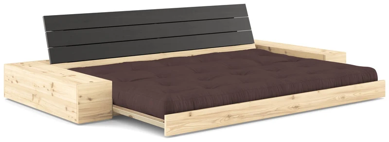 Schlafsofa Ausziehsofa BASE mit Seitenkästen Kiefer massiv lackiert, Karup