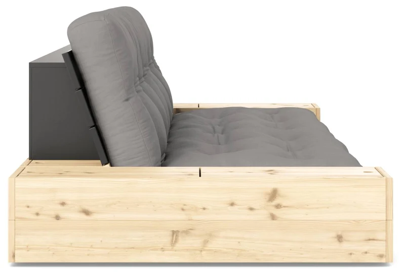 Schlafsofa Ausziehsofa BASE mit Seitenkästen Kiefer massiv lackiert, Karup