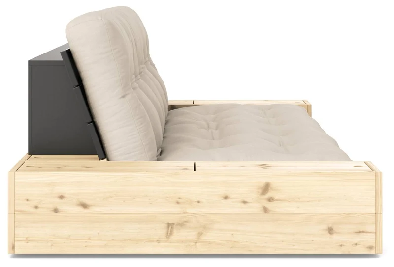 Schlafsofa Ausziehsofa BASE mit Seitenkästen Kiefer massiv lackiert, Karup