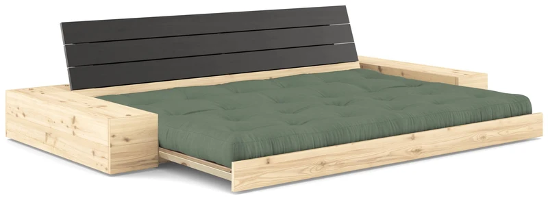 Schlafsofa Ausziehsofa BASE mit Seitenkästen Kiefer massiv lackiert, Karup