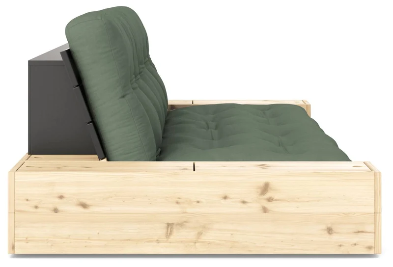 Schlafsofa Ausziehsofa BASE mit Seitenkästen Kiefer massiv lackiert, Karup