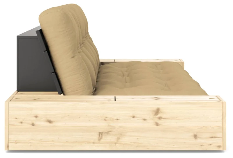 Schlafsofa Ausziehsofa BASE mit Seitenkästen Kiefer massiv lackiert, Karup