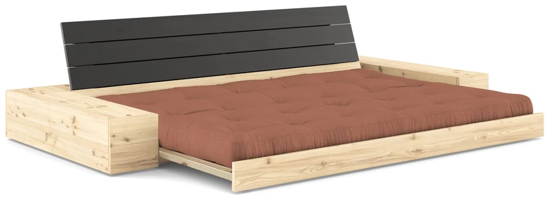Schlafsofa Ausziehsofa BASE mit Seitenkästen Kiefer massiv lackiert, Karup