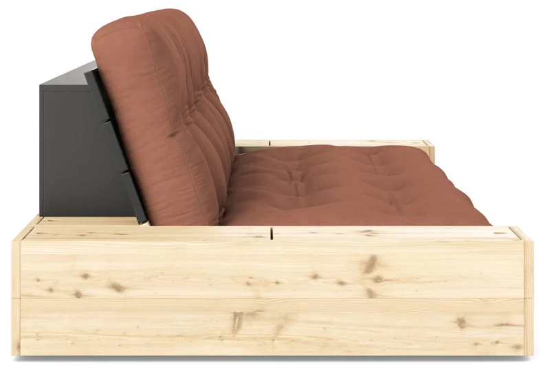 Schlafsofa Ausziehsofa BASE mit Seitenkästen Kiefer massiv lackiert, Karup