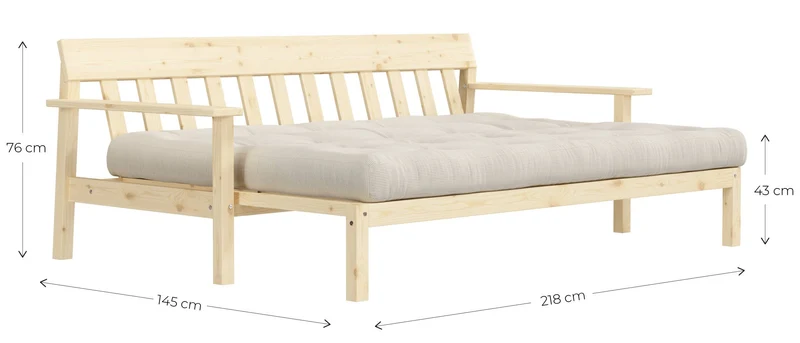 Schlafsofa UNWIND Sofa mit ausziehbarem Sitz Kiefer massiv lackiert