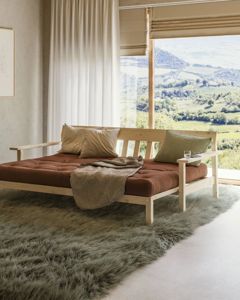 Schlafsofa UNWIND Sofa mit ausziehbarem Sitz Kiefer massiv lackiert