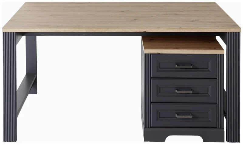 Rollcontainer JASMIN 3 Schubkästen Graphit Artisan Eiche Nachbildung