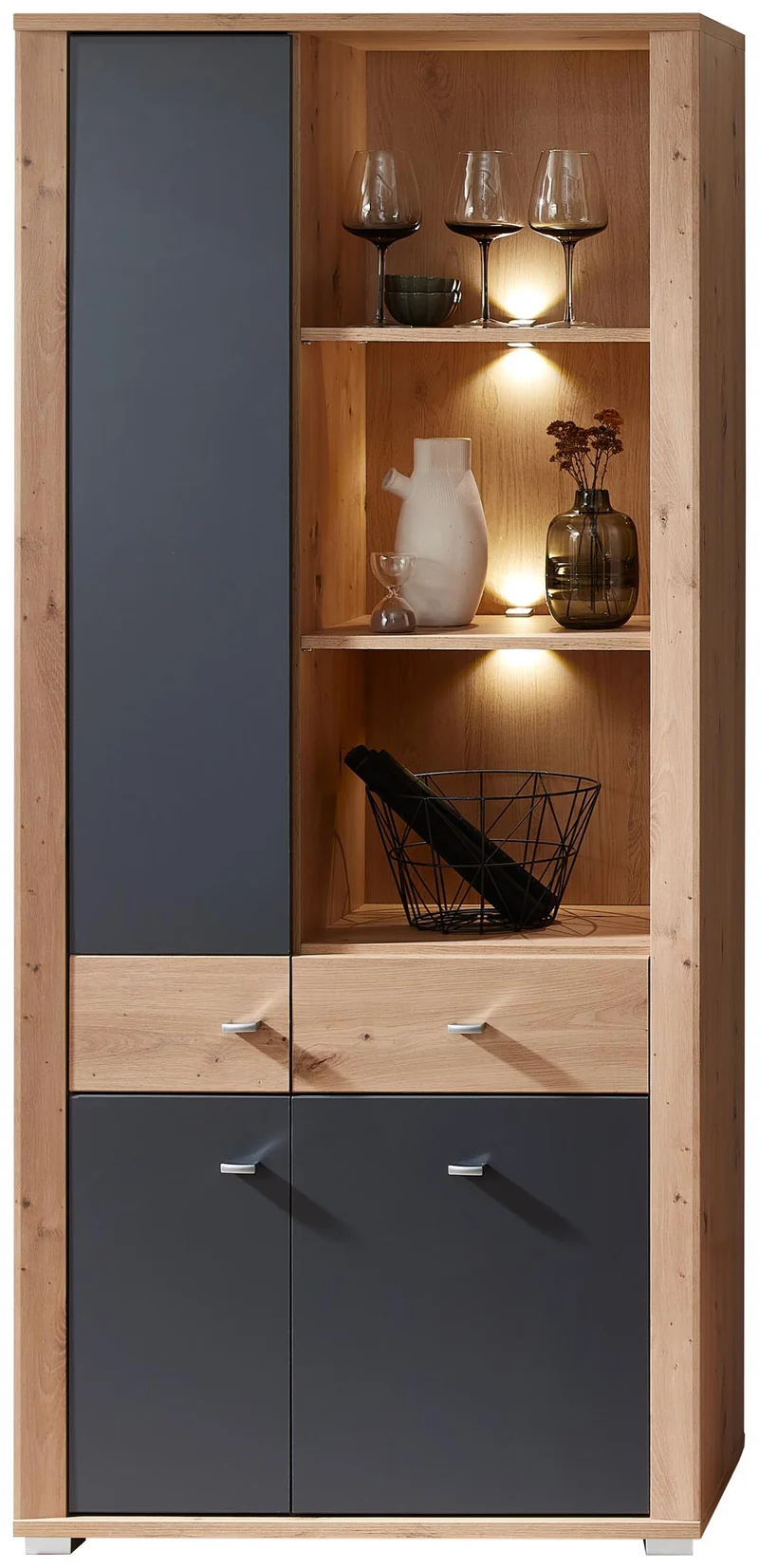 Wohnzimmerschrank PABLO, Artisan Eiche/Graphit, 3-teilig