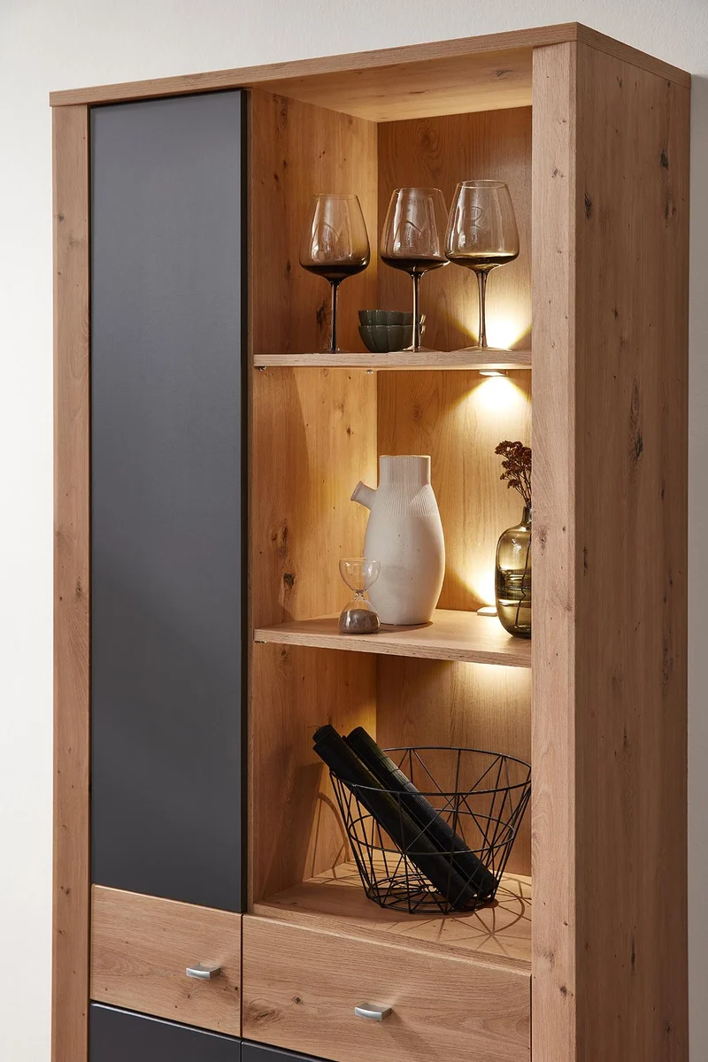 Wohnzimmerschrank PABLO, Artisan Eiche/Graphit, 3-teilig