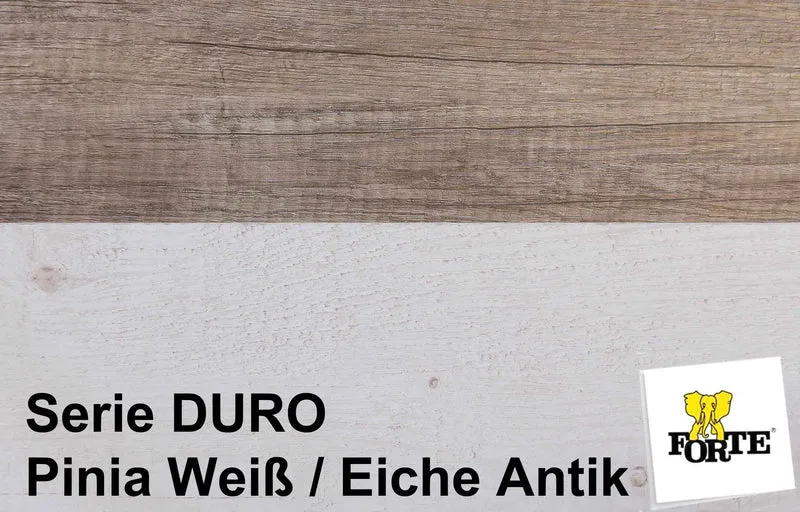 Eckschreibtisch Winkelschreibtisch DURO Pinie weiß Eiche antik, Forte