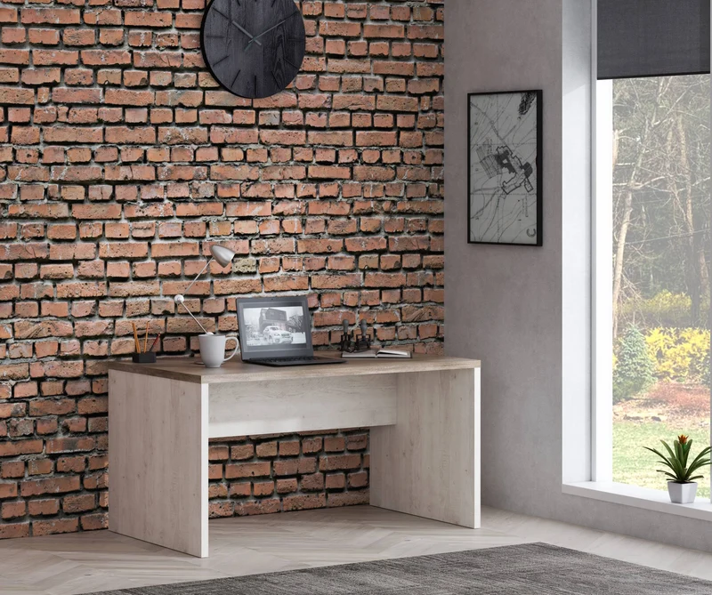 Bürotisch Schreibtisch DURO 140 cm Dekor Pinie weiß antik von Forte