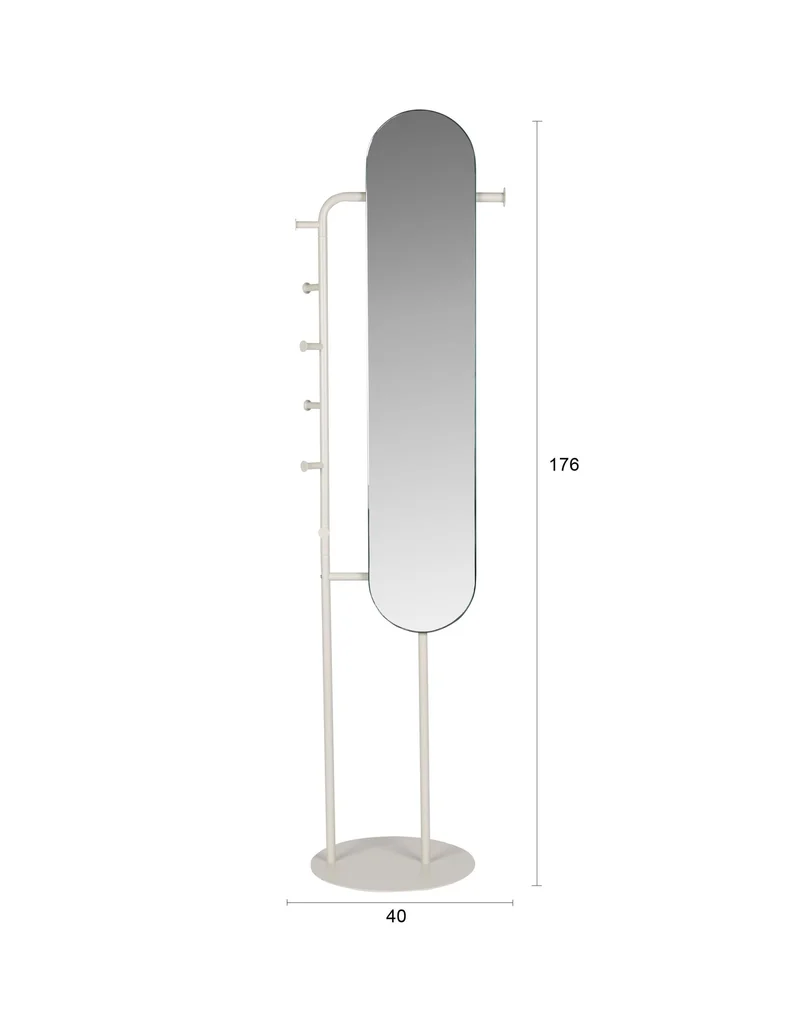 Standspiegel Vero Beige mit Garderobe | Design von Zuiver