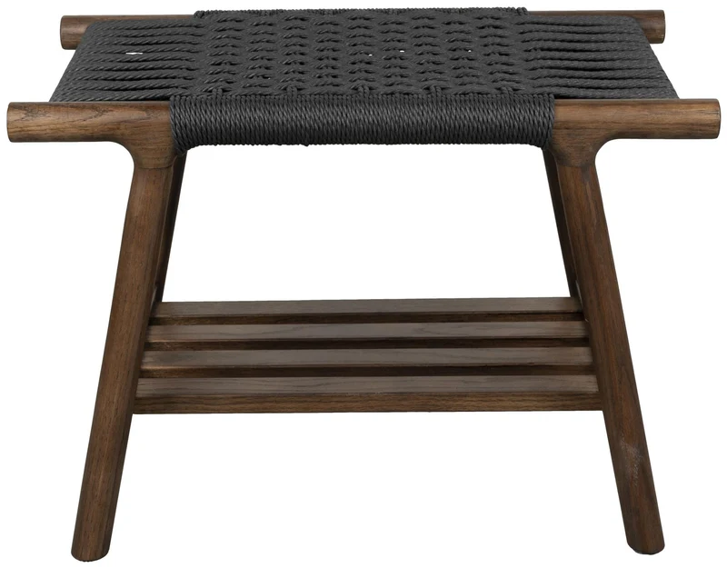 Sitzbank Hocker Kintaro Walnuss | Japandi-Design & Seilgeflecht