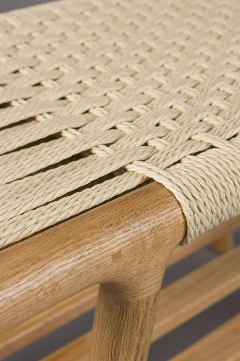 Sitzbank Hocker Kintaro aus Eiche | Japandi-Design mit Seilgeflecht