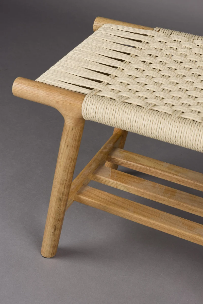 Sitzbank Hocker Kintaro aus Eiche | Japandi-Design mit Seilgeflecht