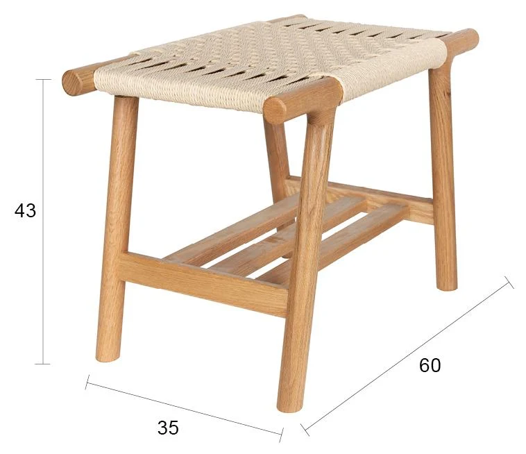 Sitzbank Hocker Kintaro aus Eiche | Japandi-Design mit Seilgeflecht