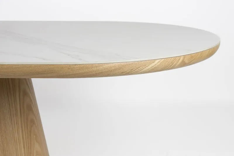 Esstisch ALMIRA Oval 200 x 90 Eiche Furnier Platte in Marmoroptik