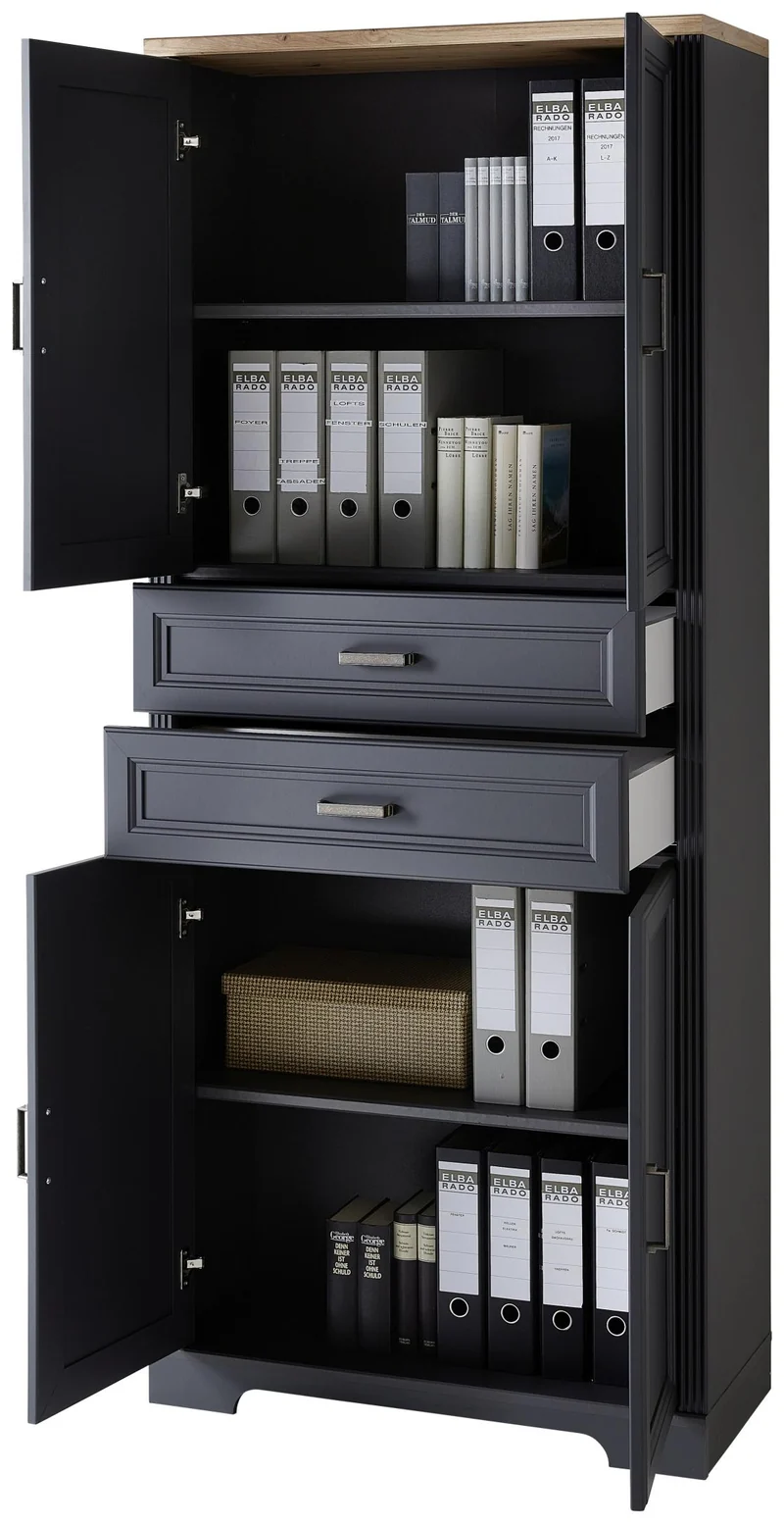 Büroschrank Stauraumelement JASMIN 02 Graphit Artisan Eiche