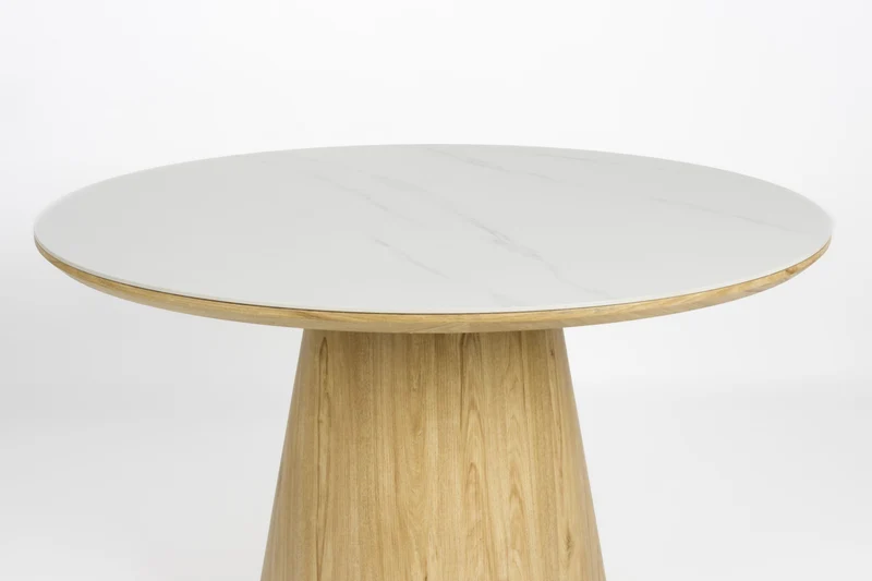 Esstisch Tisch ALMIRA rund Ø 115 cm Eiche Furnier Platte Marmoroptik