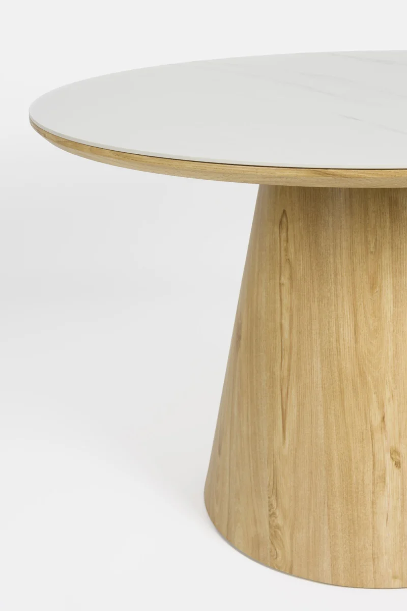Esstisch Tisch ALMIRA rund Ø 115 cm Eiche Furnier Platte Marmoroptik