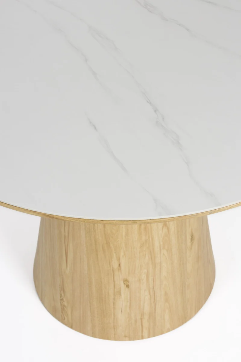 Esstisch Tisch ALMIRA rund Ø 115 cm Eiche Furnier Platte Marmoroptik
