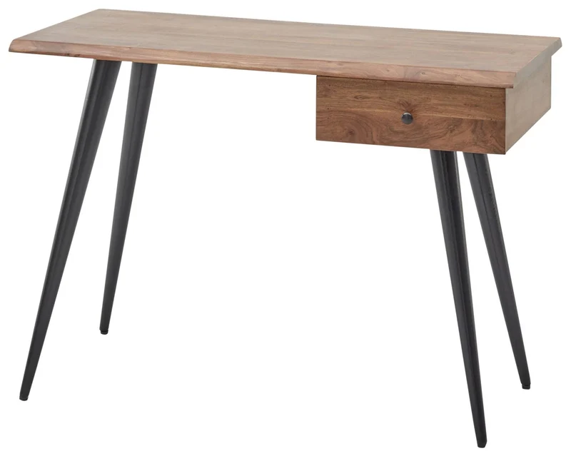 Schreibtisch NIKO mit 1 Schublade Akazie massiv / Metall schwarz