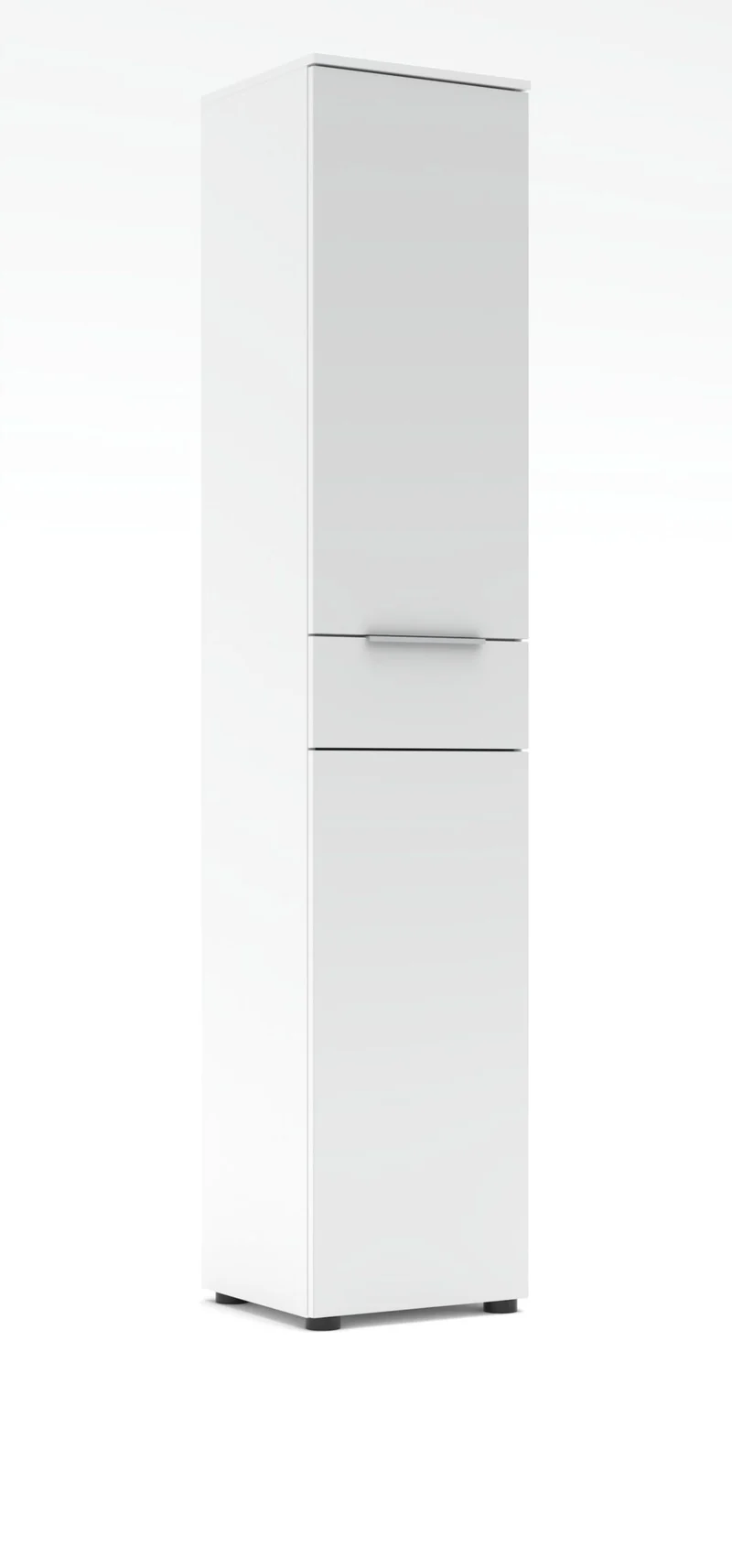 Aktenschrank SANTORIN Weiß & weißes Glas – schmal 40x198 cm
