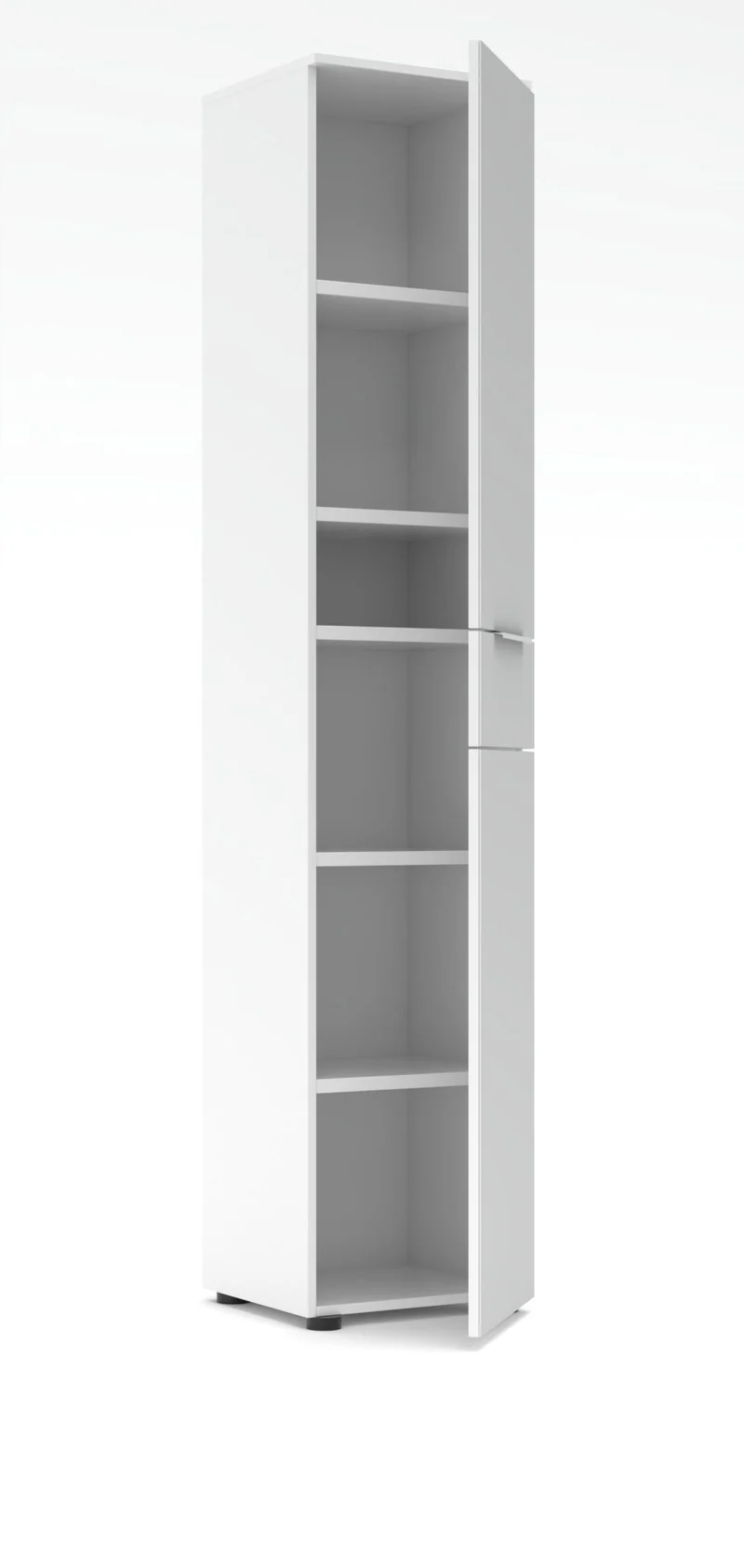 Aktenschrank SANTORIN Weiß & weißes Glas – schmal 40x198 cm