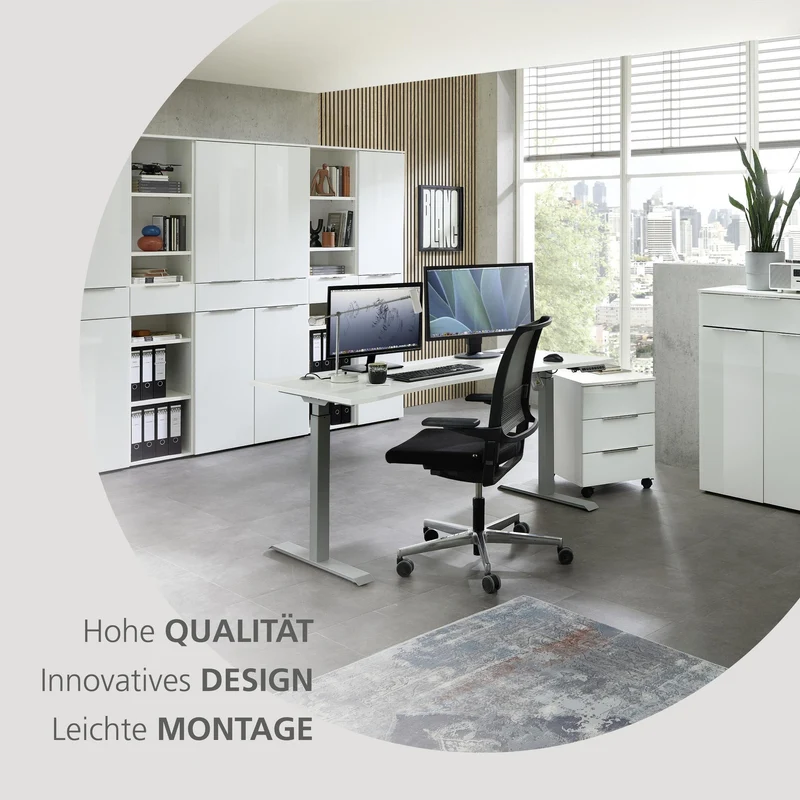 Büroschrank SANTORIN 80x198 cm Weiß & weißes Glas