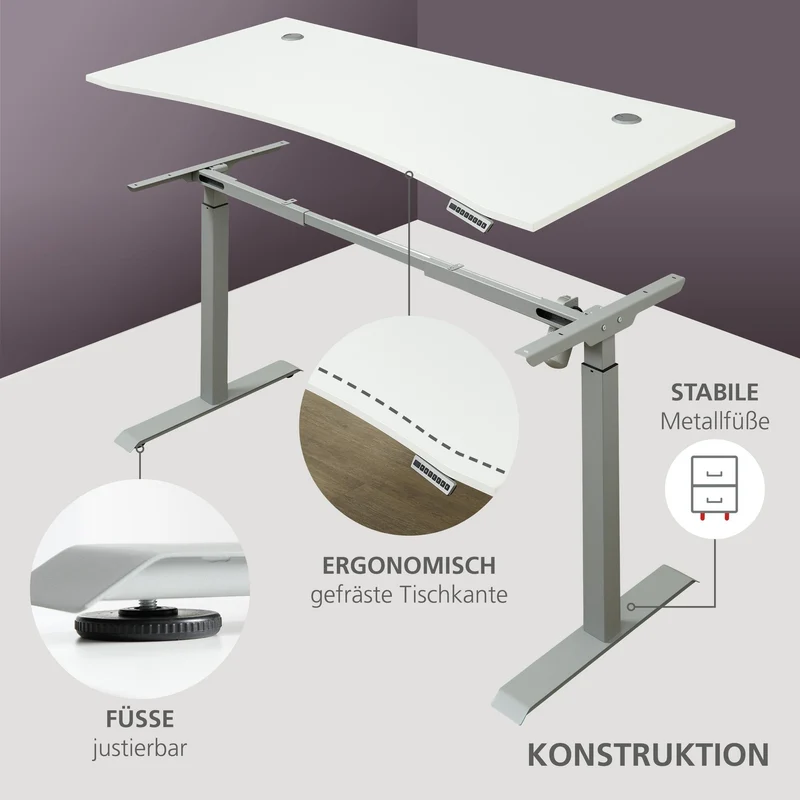 Höhenverstellbarer Schreibtisch SANTORIN Weiß - 160 x 77 cm