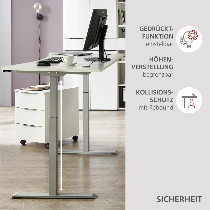 Höhenverstellbarer Schreibtisch SANTORIN Weiß - 160 x 77 cm
