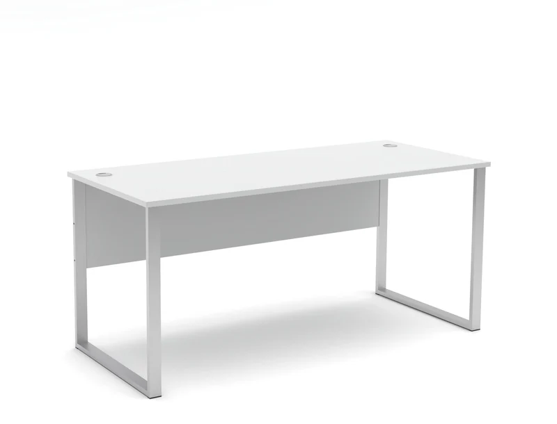 Schreibtisch SANTORIN 170 x 73 cm Weiß/Silber mit Kabeldurchlässen