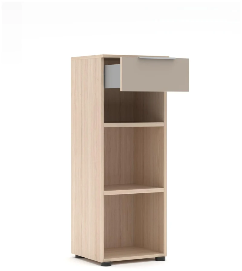 Büroregal SANTORIN 40 cm Riva Eiche & Glas Cashmere 110 cm Hoch