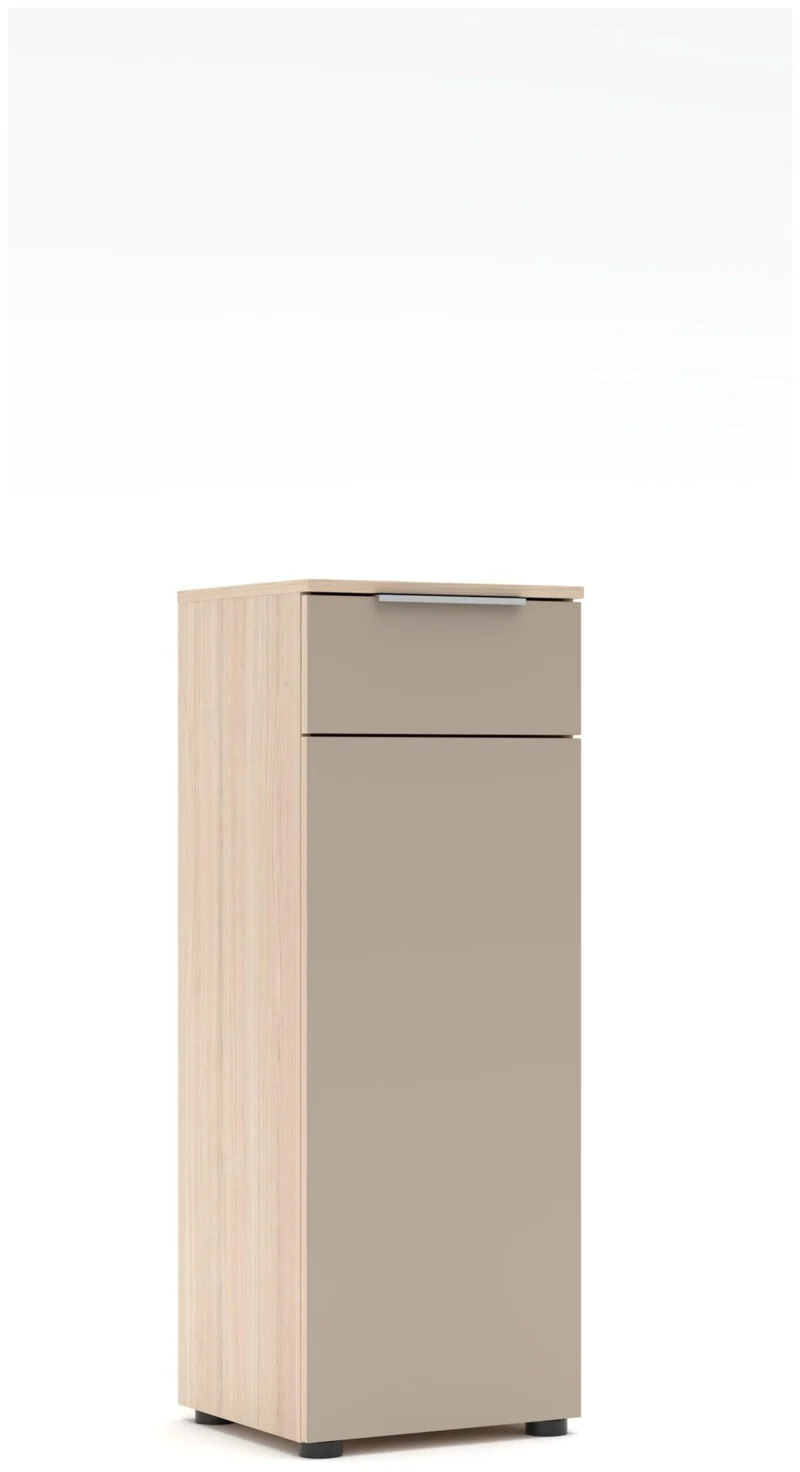 Kompakter Büroschrank SANTORIN Riva Eiche & Glas Cashmere 110 cm