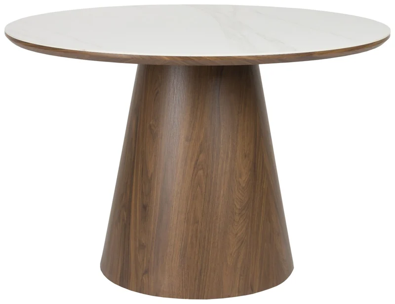 Esstisch Tisch ALMIRA rund Ø 115 cm Walnussfurnier Platte Marmoroptik